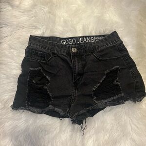Women's Black Distressed Shorts